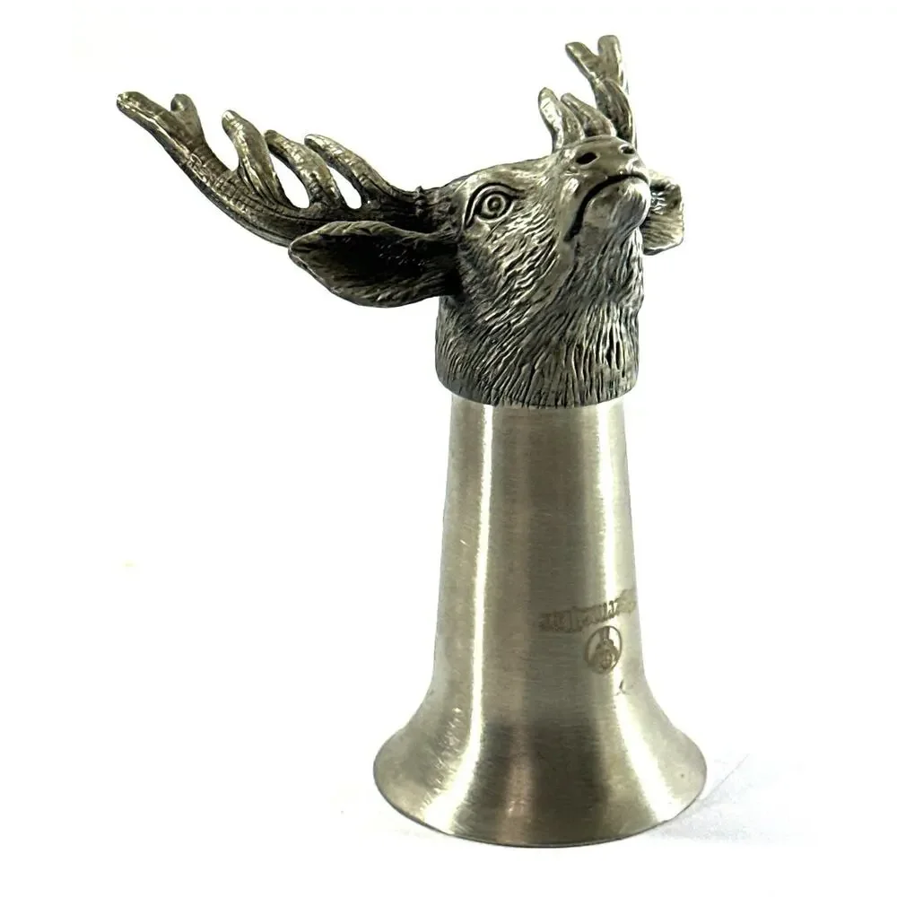 Jägermeister Deer Head Pewter Shot Glass 3.5” Hunting Stag Barware Germany